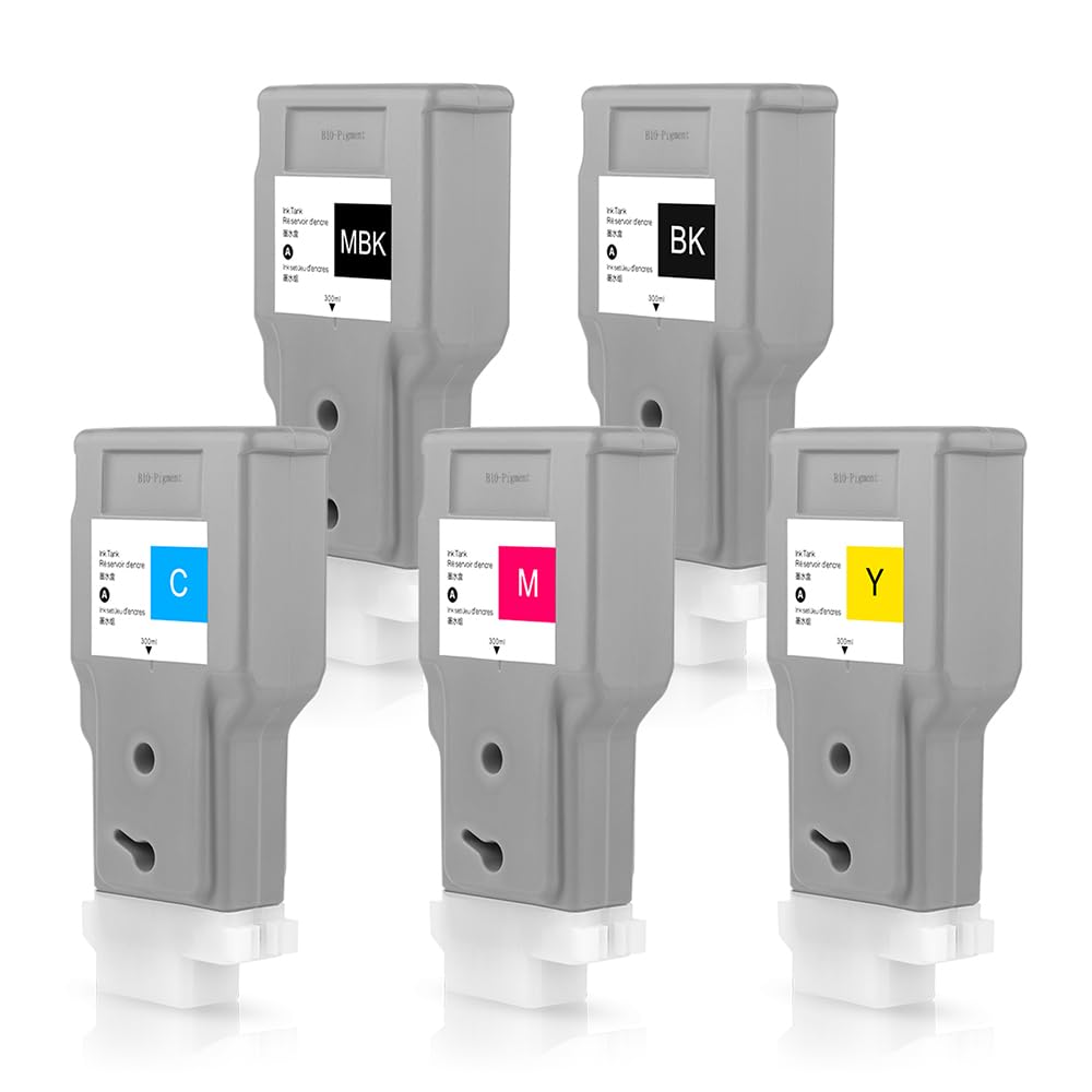 GACINK PFI-320 Pigment Ink Cartridges 300ML 5Pack for Canon PFI-320 Compatible with Canon ImagePrograf TM-300 TM-305 TM-200 TM-205 Printers (Matte