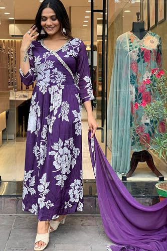 Image of Jwalin Women's Chinon Silk Kurta Pant Set with Dupatta