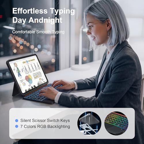 Image of WIWU for iPad Case with Keyboard Air 11 Inch M4 2026 A16 10th Gen Magnetic Detachable Keyboard Case Adjustable Stand Backlit Keys Touchpad (Grey, for iPad 11 /10 /Air 5 /4 /11 inch(M2 /M3 /M4) Pro 11 inch 4 /3 /2 /1)