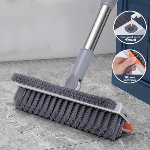Image of 3-in-1 Bathroom Cleaning Brush with Wiper - 180 Rotating V-Shaped Brush