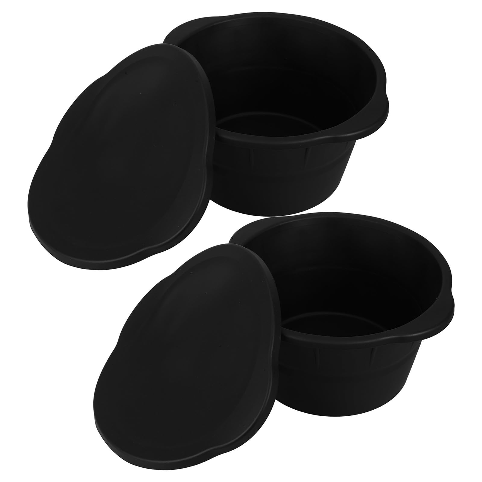 Stampo per Cubetti di Ghiaccio in Silicone Nero da 3,6l Coperchio, Forma Rotonda, Riutilizzabile, per Bagno di Ghiaccio e Uso Outdoor, Confezione 2 Pezzi