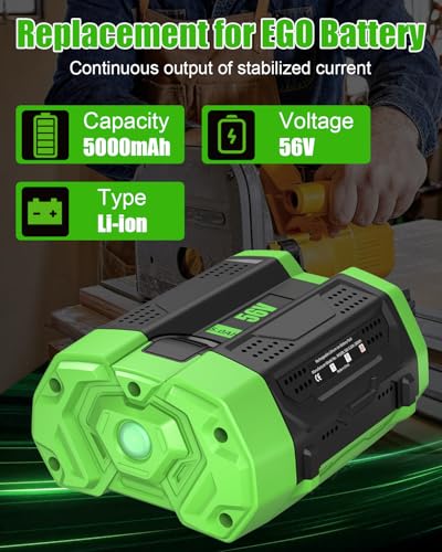 Image of 2Pack 56V 5.0Ah Replacement for EGO Battery:High Capacity Lithium ion Battery Compatible with All EGO 56 Volt Tools and Chargers