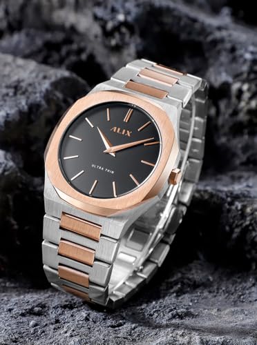 Image of ALIX AL2912 Round Dial Stainless Steel Bracelet Band Water Resistant Wrist Analog Watch for Man