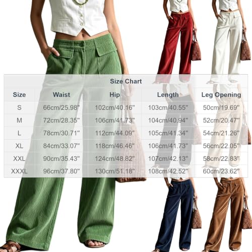 PXQIRMR Wide Leg Pants for Women Corduroy Elastic Waist Casual Trousers - image 4