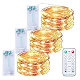 innolife Fairy Lights Battery, 3M 30LEDs 8 Modes String Lights Battery Operated, Fairy Lights Indoor/Outdoor with Remote Timer for Bedroom, Party, Wedding, Christmas Decorations(3 Pack, Warm White)