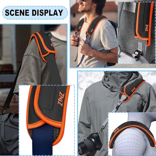 Image of ZINZ 2-Pack Universal Shoulder Pad with Ultra Thick Cushion for Bag Luggage Bag Crossbody, Plus Long & Anti-Slip & Breathable,Grey-Orange Edge