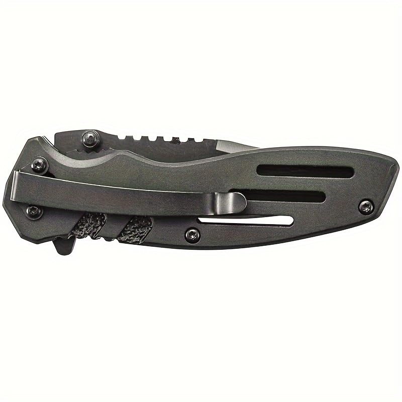 Black Multi-Function Stainless Steel Pocket Folding Knife - Compact EDC Tool for Camping, Hiking, and Everyday Carry