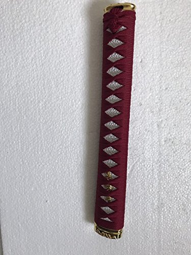 BOHIHYUWhite Imitation Fish Skin samegawa Purple Rope tsuka Handle Samurai Japanese Samurai Sword Accessories