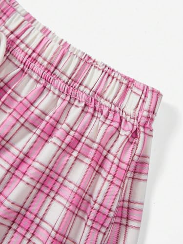 Image of WDIRARA Women's 3 Pack Plaid Letter Graphic Pajama Shorts Lounge Shorts | Elastic Waist ,Comfortable,Home Living,Sleepwear