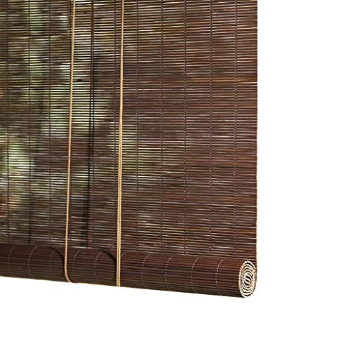 BCGT Cortina Bambu Nuez de elevación Cortinas enrollables de bambú/Persianas for balcón, Cut Off, casa de té, Oficina, Cortina de bambú con Cenefa de 15 cm y Side Pull, 50/60/90/100/120/130 Ancho, t