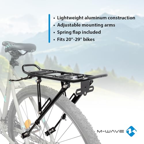 Fahrrad Gepäckträger aus Aluminium, ONE-4-ALL von M-WAVE, verstellbar für 20' - 29', flexible Befestigung, Schwarz