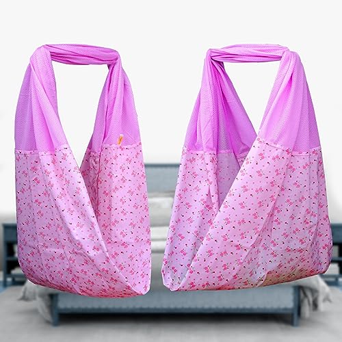Image of Polycotton New Born Baby Ventilated Cradle /Jhula /Jhoola /Hanging Adjustable Swing /Cradle Cloth (Pink)