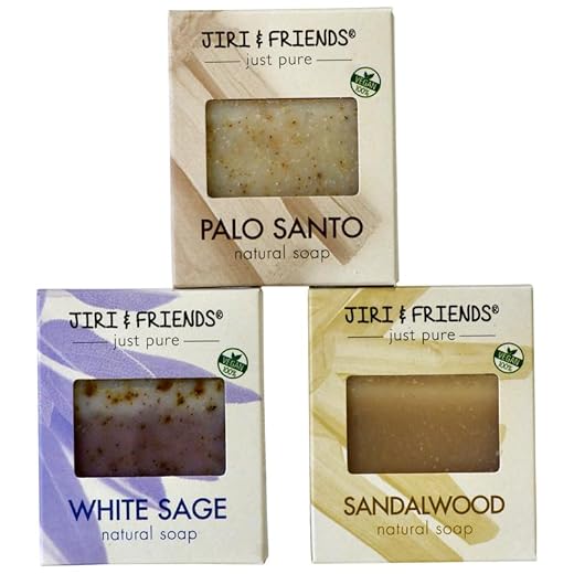 Jiri & Friends - Set van 3-100% Vegan Natuurlijke Zeep - Palo Santo, Witte Salie en Sandelhout - Luxueus Geurend Baden - Handgemaakt | Hydraterend | Reinigend Genot