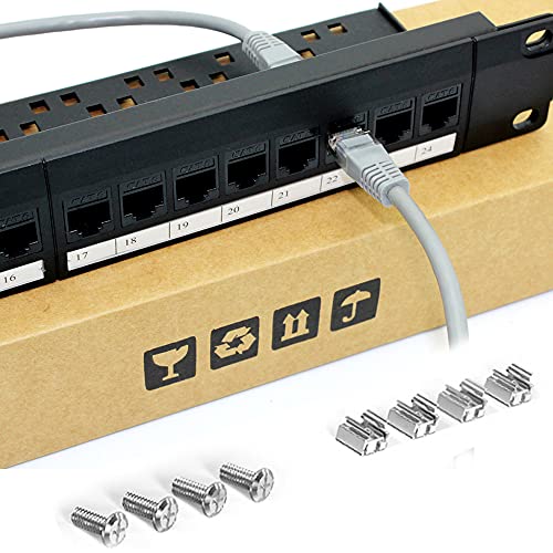 24 Ports 1U Montable En Rack Cat6 Panneau De Brassage, Rj45 Port De CâBle RéSeau Prise Droite Cadre De Gestion De Cable, Transmission Stable à Grande Vitesse, Durable, Pour Le Bureau Et L'Industrie