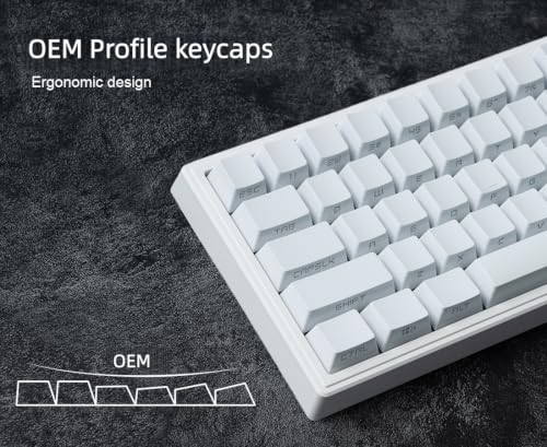 Image of dagaladoo White keycap Set,Shine Through keycaps 60 75 Percent, Japanese Style PBT Key caps,Double Shot Custom keycaps,OEM Profile Keyboard caps for Mechanical Keyboards