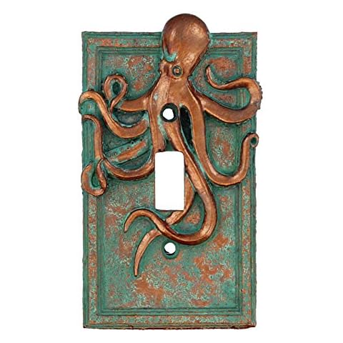 Top Brass Large Octopus/Kraken Electrical Cover Wall Plate Bronze/Verdigris Finish - Single Switch, Double, Rocker, Outlet (Single Switch) Cover