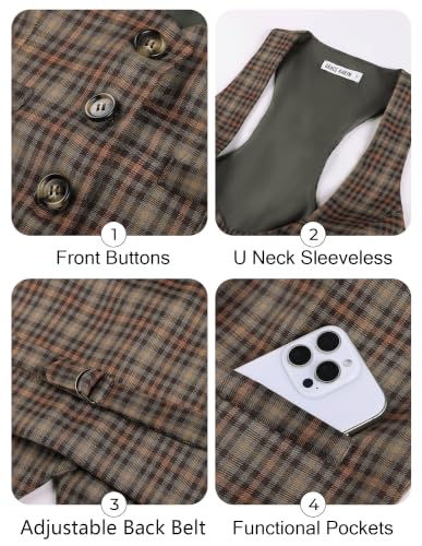 Image of GRACE KARIN Women's Suit Vest Top, Dressy Casual Sleeveless Button Waistcoat, Fromal Steampunk Blazer for Work Office