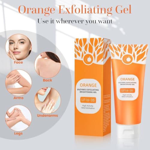 Image of Orange Exfoliating Brightening Gel for Face & Body, Moisturizing Peel Gel with Orange Extract, Dead Skin Cleansing Gel, Men & Women, 100ml