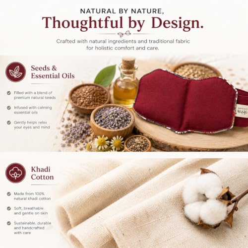 Image of Eye Mask for Dark Circles Handmade Hot & Cold Therapy Pack with Adjustable Strap Microwaveable Reusable Cotton Mask for Headache, Migraine, Eye Strain & Stress Relief Chemical-Free