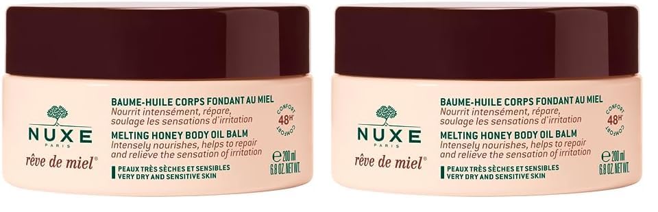 Nuxe Reve de Miel Bálsamo Aceite Corporal Fundente Piel Muy Seca y Sensible, 200ml (Paquete de 2)