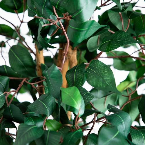 Image of Nearly Natural 74in Artificial Triple Trunk Ficus Tree, Faux Greenery with Natural Wood Trunks for Indoor Home Decor