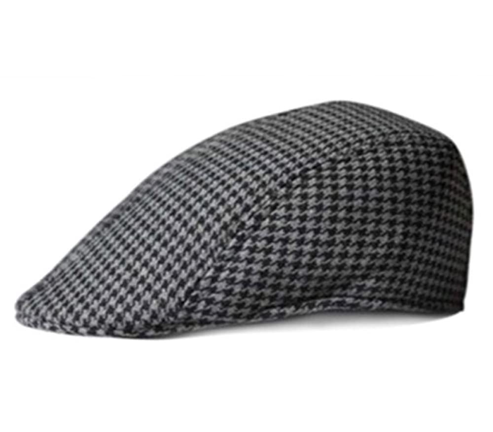 RR DESIGN Newsboy Cap Ivry/Golf/Flat Tweed Hats for Men-Pack of 1-Free Size- (Black & Grey Houndstooth Pattern) 1
