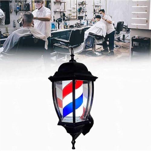 Barber Pole Light znak LED, obrotowy, czerwony, biały, niebieski, paski do salonu fryzjerskiego, wodoodporny, montowany na ścianie salon fryzjerski, do użytku wewnątrz i na zewnątrz