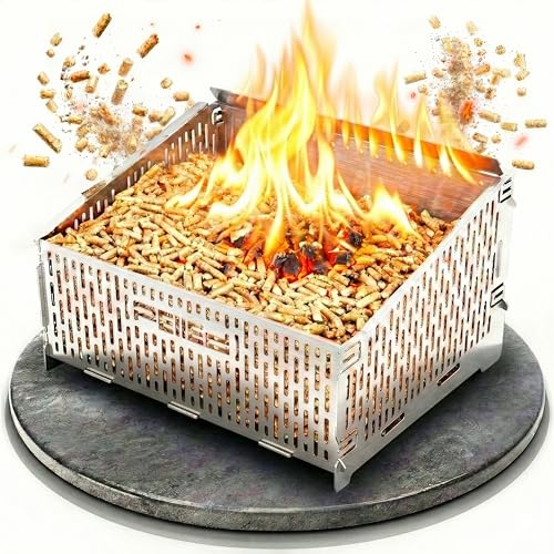 Pelled | 31x25x19cm Bac a Pellets Granulés pour Poele Haute Résistance | Panier a Granules pour Insert Acier INOX | Panier a Pellet pour Insert +40% de...