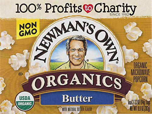 Newman's Own Organics Pop's Corn, Organic Microwave Popcorn, Butter, 3-Count, 9.9-Ounce Boxes (Pack Of 12) #TOP23
