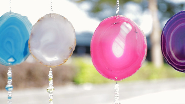 Agate Violette Tranche De Pierre Précieuse Attrape-Soleil Vitrail/Voiture Suspendu Ornement Arc-en-Ciel Décoration For Extérieur Intérieur Collecte à Domicile