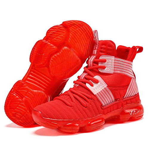 Image of VITUOFLY Kids Basketball Shoes Boys Sneakers Girls Mid-top Sports Shoes | Ankle protection, Non-slip TPR outsole, Cushioned shock-absorbing EVA midsole, Indoor outdoor sports for little & big kids