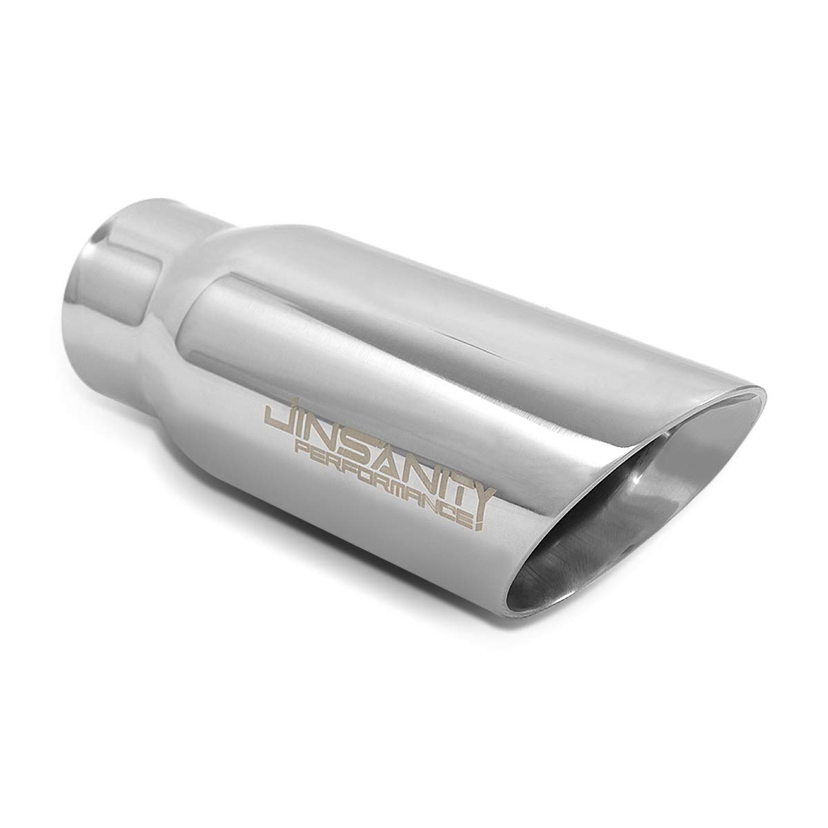 JinsanityPerformance 2.25 inch Inlet 3 inch Outlet 8" Long Stainless Steel Chrome-Plated Finish Exhaust Tailpipe Tips Universal for Cars Sedans and Trucks Weld-On Installation Double Wall Thick