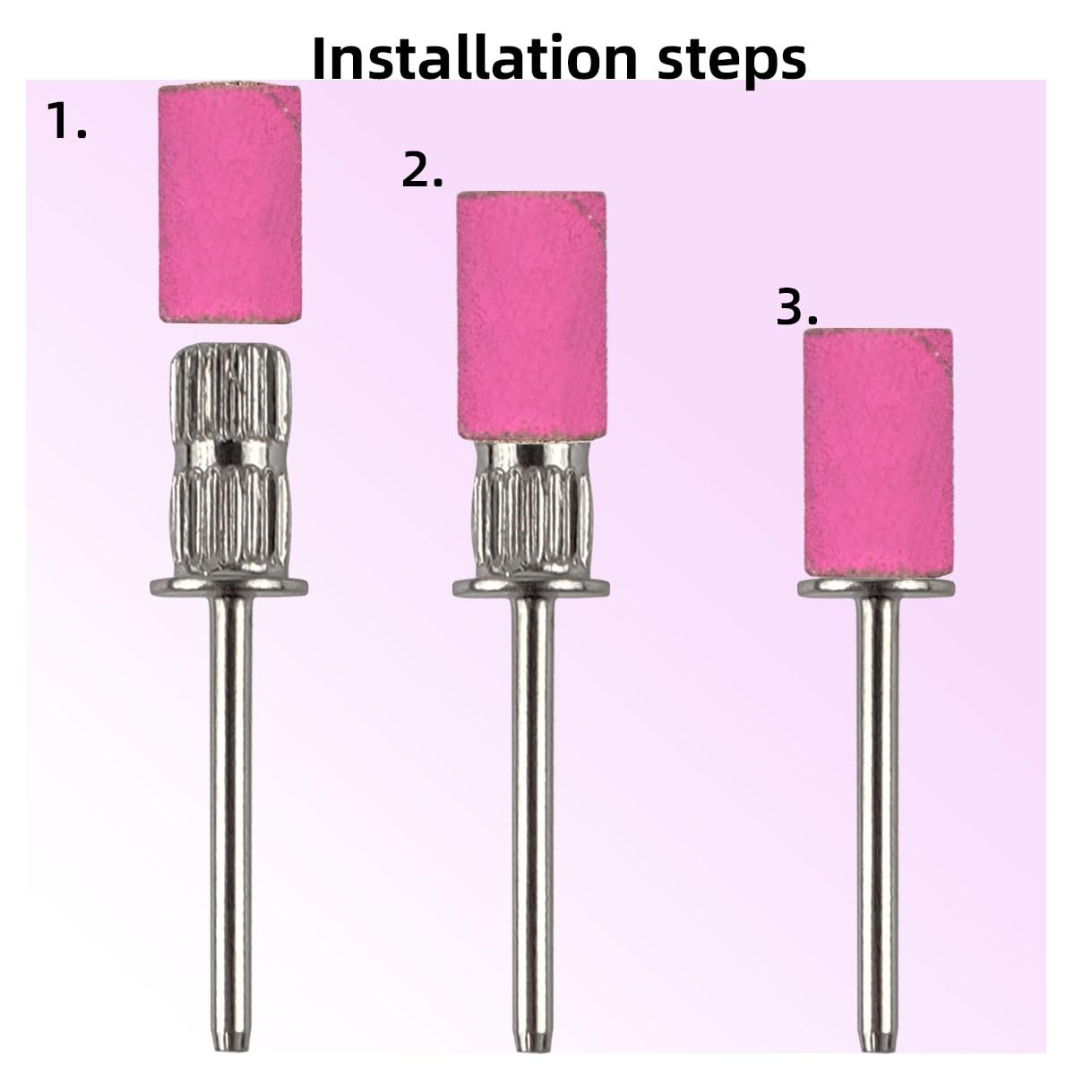 100 unidades (grano 180 rosa) Brocas de lijado para uñas con 0.3 pulgadas de diámetro, brocas de grano fino extremo, brocas de mandril de mejora de banda de lijado, broca profesional para uñas