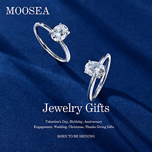 MOOSEA 1.5CT Oval Cut Moissanite Engagement Rings for Women, Brilliant D Color VVS1 Clarity Lab Created Moissanite Rings 14K White Gold Vermeil Moissanite Solitaire Ring for Women Wedding Rings2