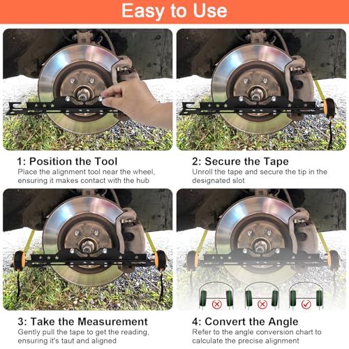 Image of Wheel Alignment Tool Kit - Front End Alignment Tool with 2 Measuring Tapes, Automotive Alignments Plates, Easy-to-Use Toe Alignments for Home and Car Maintenance
