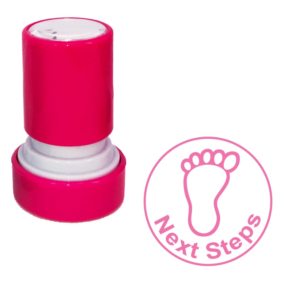 Classroom Capers Pink Next Steps Teacher Stamp. Self-Inking, 22Mm, Reinkable, Quality Stamper For Marking And Feedback. Ink*