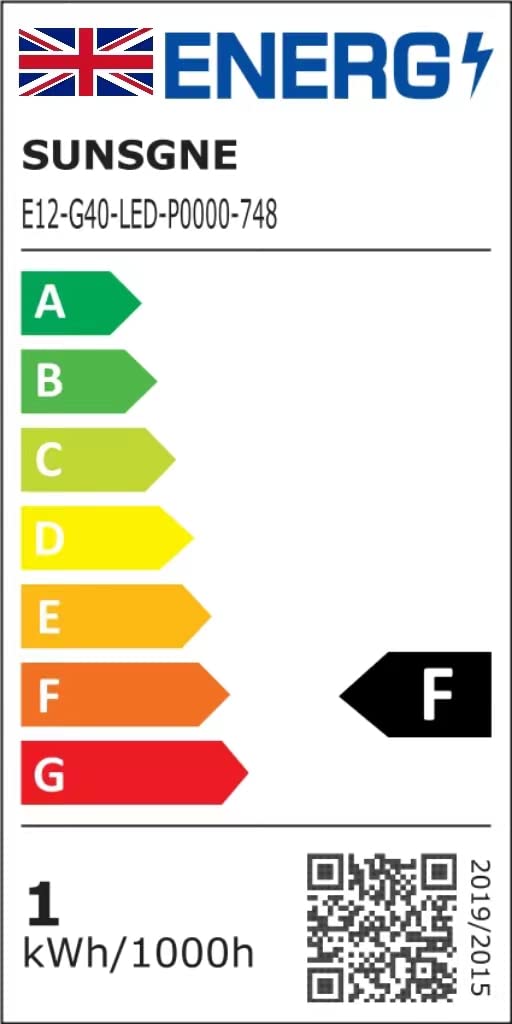 Lampadine a LED E12 G40, per esterni, 0,6 W (equivalenti a 7 W), dimmerabili, luce bianca calda 2700 K, lampadine a risparmio energetico per esterni, lampadari, ventilatori a soffitto, 220-240 V,