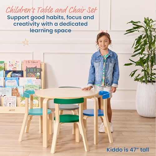 Image of ECR4Kids Bentwood Table and Curved Back Chair Set, Kids Furniture, Contemporary, 5-Piece