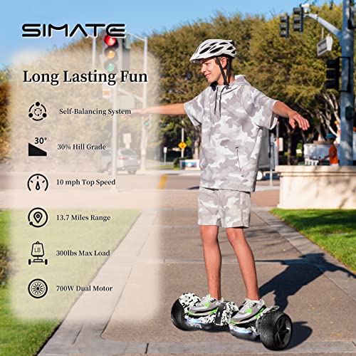 Simate 8.5" All Terrain Hoverboard, Off Road Self Balancing Hoverboards With Bluetooth Speakers And Led Lights For Adults Kids Gifts, Invisible Handle Design #TOP2