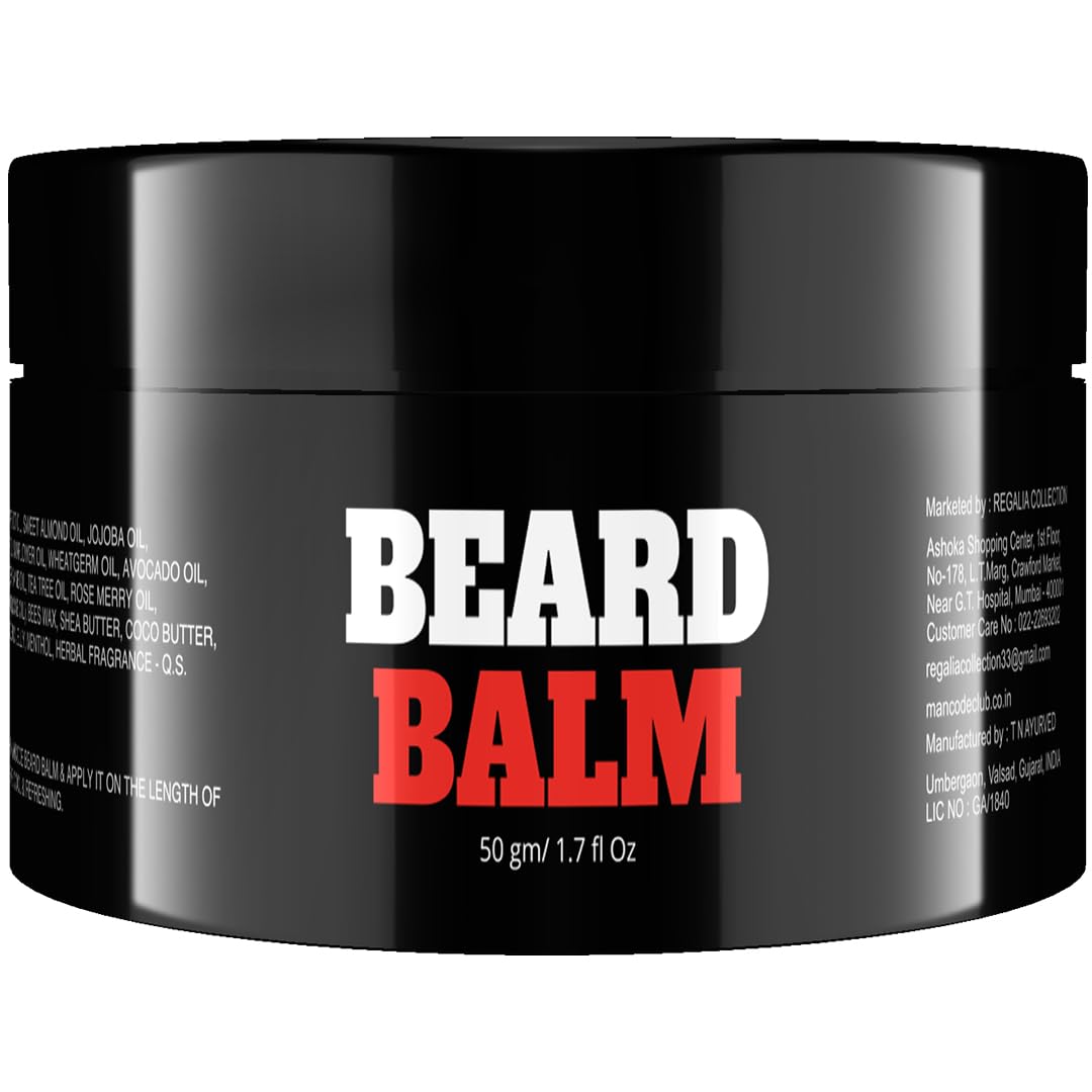Mancode Beard Balm For Men - 50gm | Softens Moisturizes Mooch & Beard | Long Lasting Nourishment | Prevents Dryness | Boost Shine and Volumizes Beards Beeswax Shea Butter and Essential Oils Pack of 1