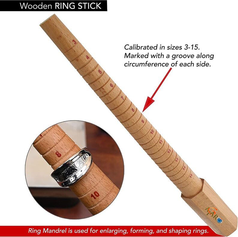 Baguier / Jauge De Taille Pour Bijoux En Métal Avec Manche En Bois - Outil De Mesure Mandrin - PMC Supplies, Neuf Avec étiquettes