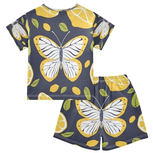 senya Short Sleeve Pajamas Sets Summer Cotton Sleepwear Butterfly Lemon Simple Stroke2