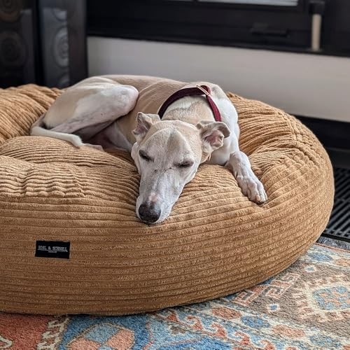 EDEL&SCHNELL Hundebett Wechselbezug in der Farbe Sand, Ersatzbezug für runde Hundebetten 90 cm, Bezug aus weichem Baumwoll-Cord-Stoff
