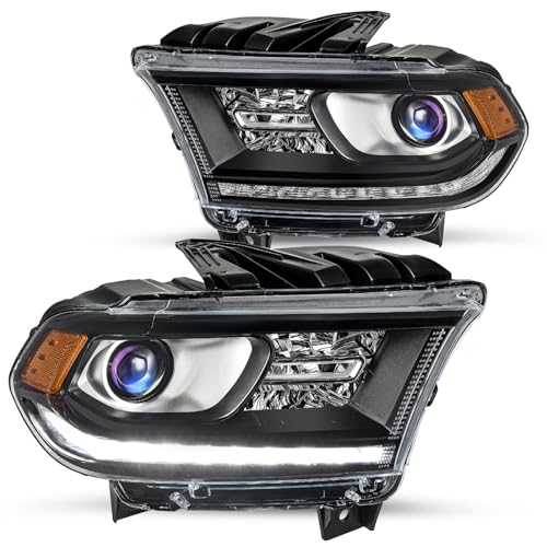 JSBOYAT Headlight Assembly [w/LED DRL] for 2016-2020 Dodge Durango Factory Halogen Model Headlamps Replacement Driver and Passenger Side (Not for HID Model)