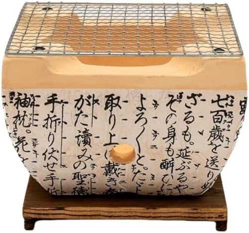 陶器 火鉢 卓上 アウトドア 炭火焼きグリル テーブルバーベキューグリル角型/丸い 家庭、商業用、屋外、一人、BBQ 、キャンプでの使用に適しています (17*15*12cm)