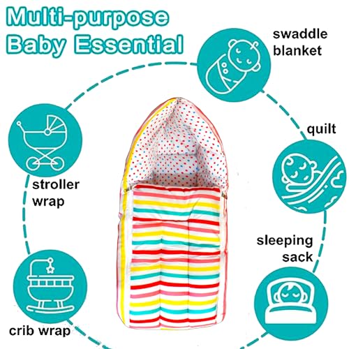 Image of VParents Mite (Stripes) Cotton Combo: Nursing Support, Mosquito Net Attached Bed and Carrying Nest
