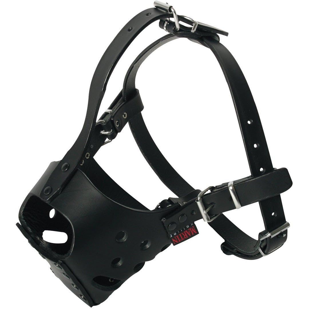 Martin-Sellier - Muselière pour chien - cuir naturel noir - Spéciale Rottweiler T1