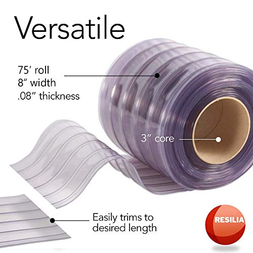 Resilia Plastic Vinyl Strip Curtain for Walk in Freezers, Coolers
