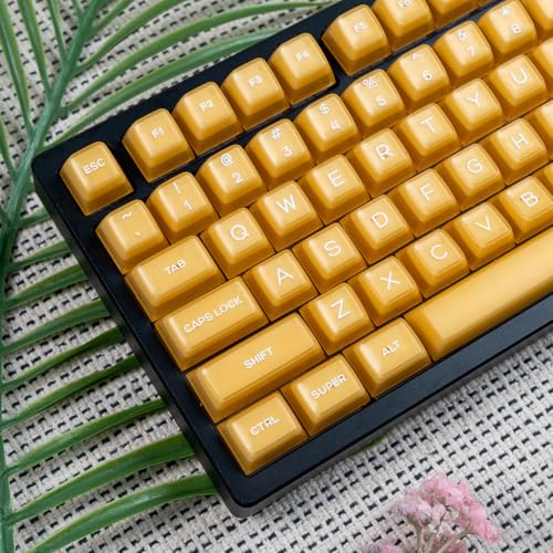 Image of Sumgsn 142 Keys PBT Doubleshot Transluent Keycaps Yellow SA Profile Keycaps Set Fit for 61 /64 /87 /104 /108 Cherry Mx Switches Mechanical Keyboard