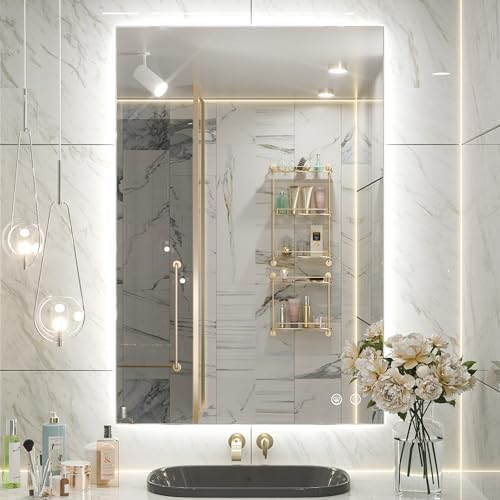 Keonjinn 24 x 36 Inch Backlit Mirror for Bathroom, Anti-Fog Led M...